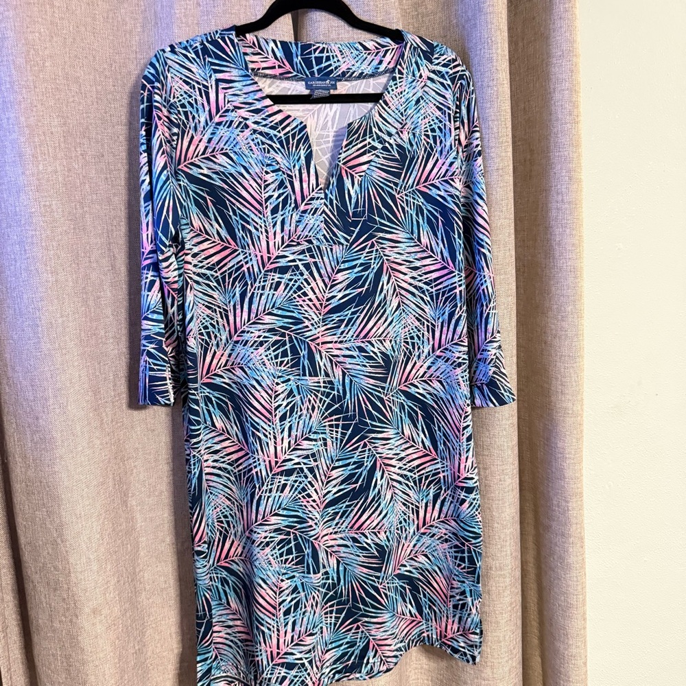 Colorful Leaf Print Dress XL